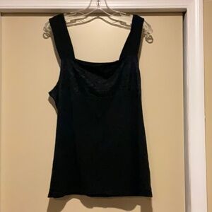 XL Relativity Intimates Classic Black Camisole Square Neck Tank Top Jersey Knit